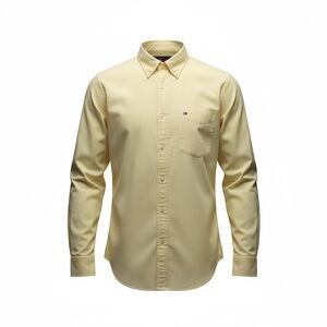Tommy Hilfiger Men's Pale Yellow Button-Down Dress Shirt